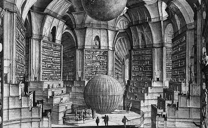 The Library of Babel by Érik Desmazières
